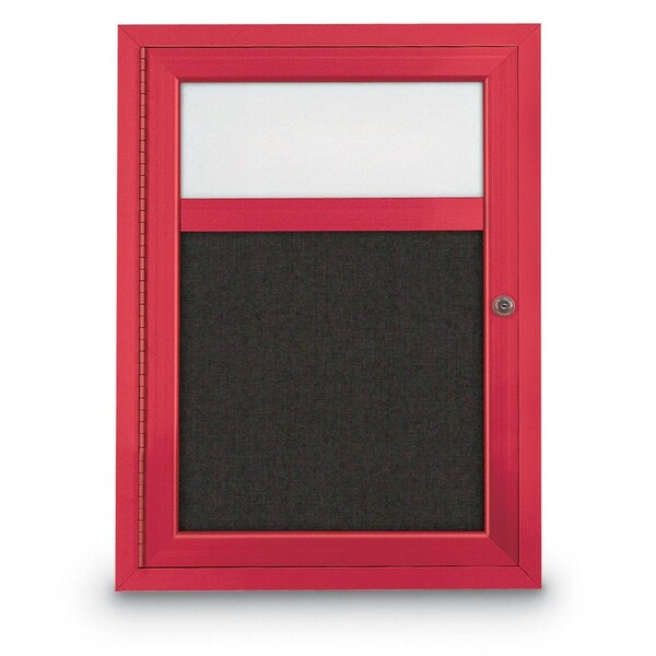 Slim Enclosed Corkboard, 30"x30", Black Alum Frame/Black